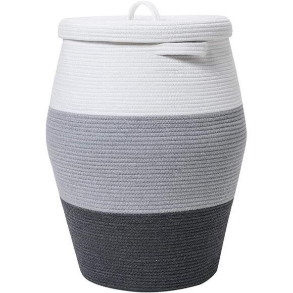 26" x 20" Tall Extra Large Storage Basket with Lid, Cotton Rope Storage - Picture 7 of 7